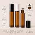 10ml Amber Glass Roller Bottle with Metal Roll-On Ball