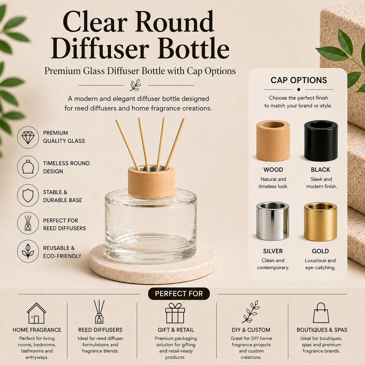 220ml Clear Round Diffuser Bottle