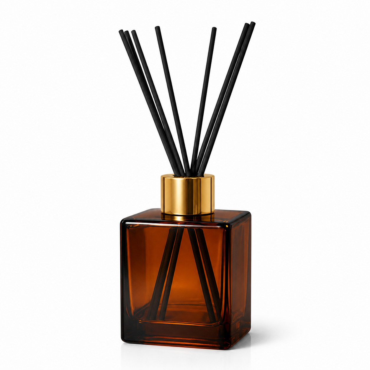 Amber Square Diffuser Bottle (Gold Cap) (150ml)
